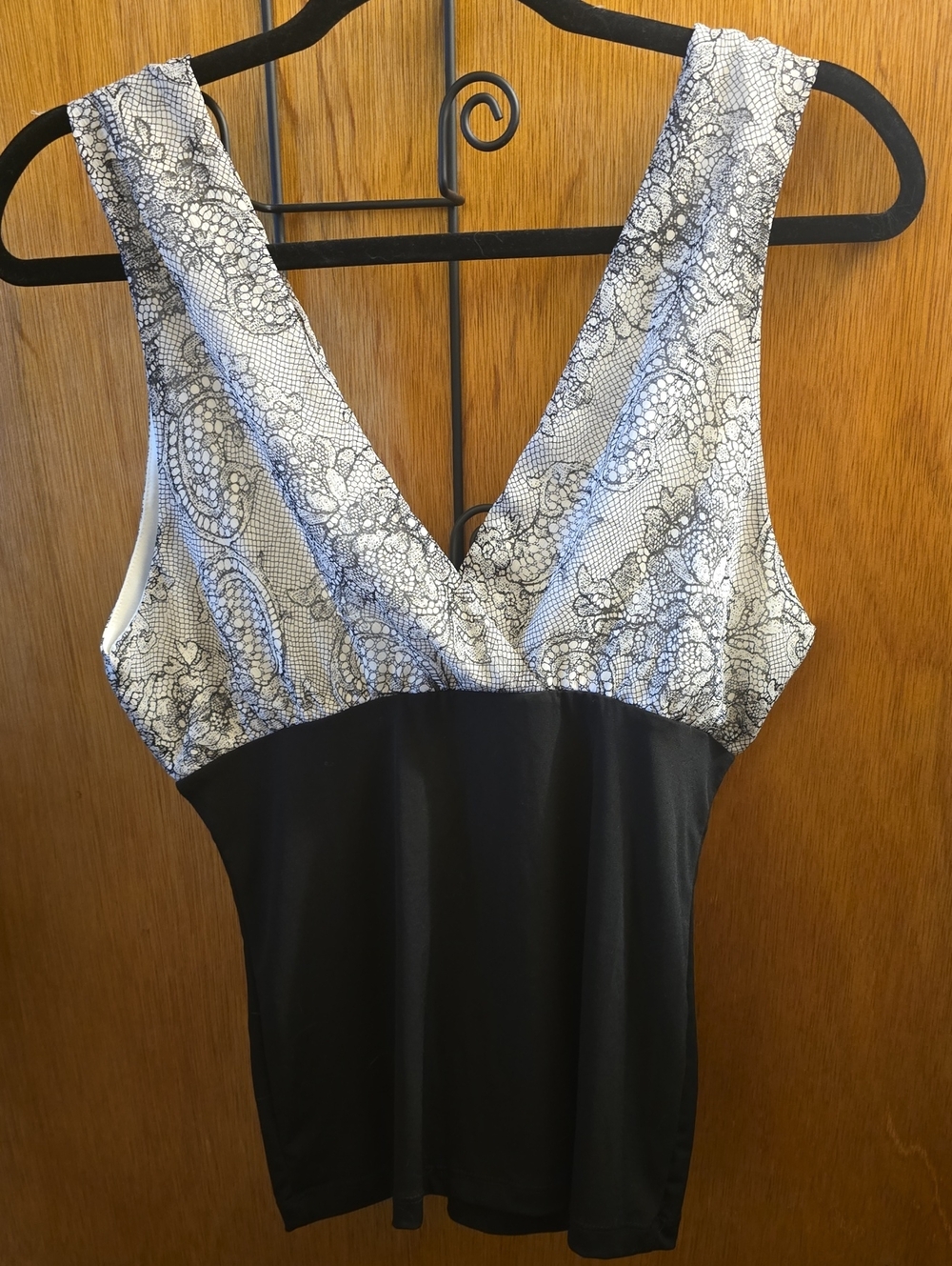 Wet Seal Black and White Floral Draped Camisole